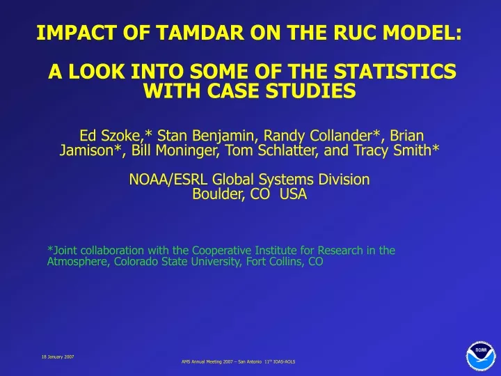 impact of tamdar on the ruc model a look into some of the statistics with case studies