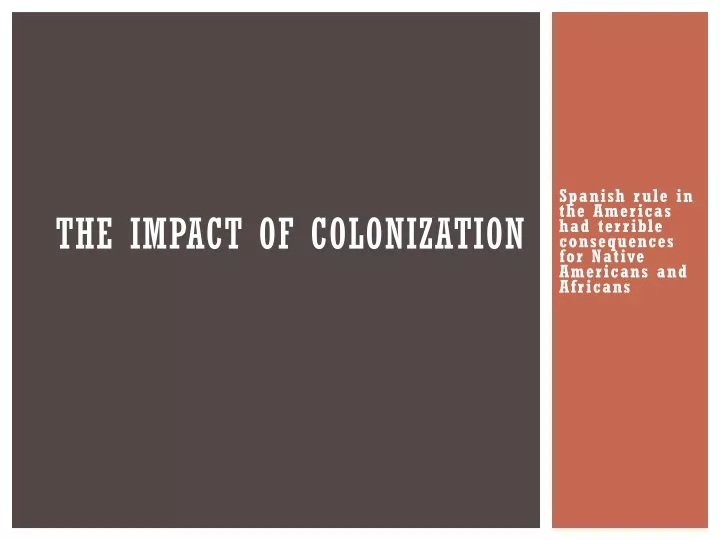 the impact of colonization