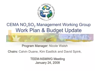 CEMA NO x SO 2  Management Working Group Work Plan &amp; Budget Update