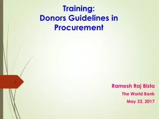 Training:  Donors Guidelines in  Procurement