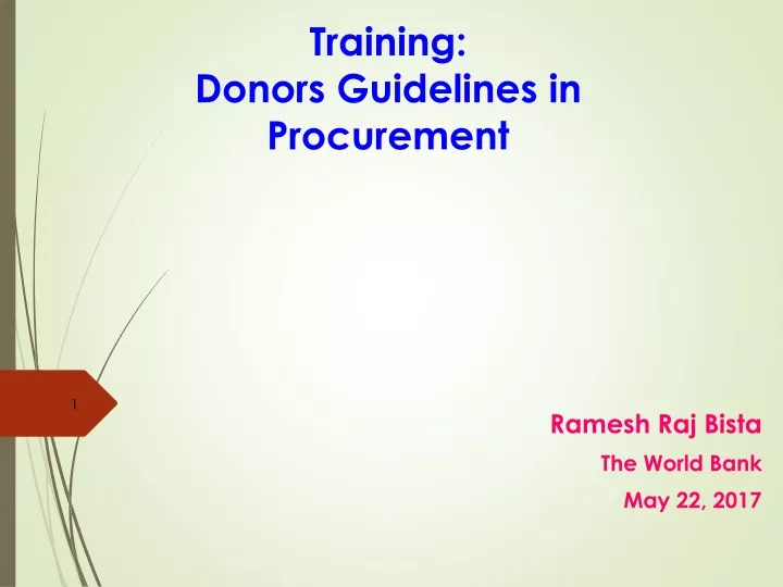 training donors guidelines in procurement