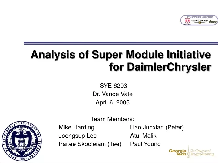 analysis of super module initiative for daimlerchrysler