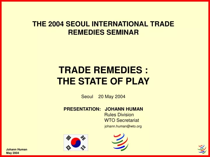 the 2004 seoul international trade remedies