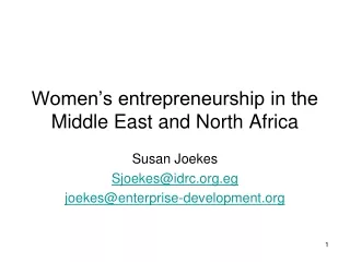Women’s entrepreneurship in the Middle East and North Africa