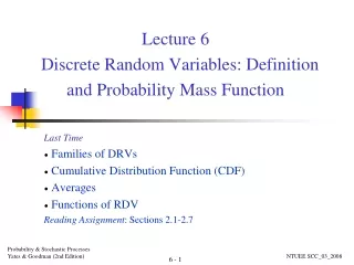 Lecture 6   Discrete Random Variables: Definition and Probability Mass Function