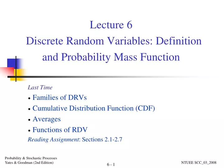 lecture 6 discrete random variables definition and probability mass function