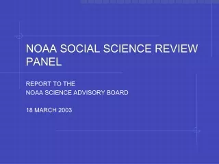NOAA SOCIAL SCIENCE REVIEW PANEL