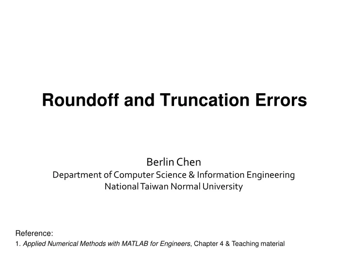 roundoff and truncation errors