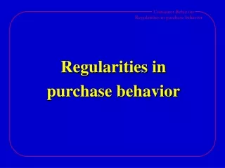 Regularities in  purchase behavior
