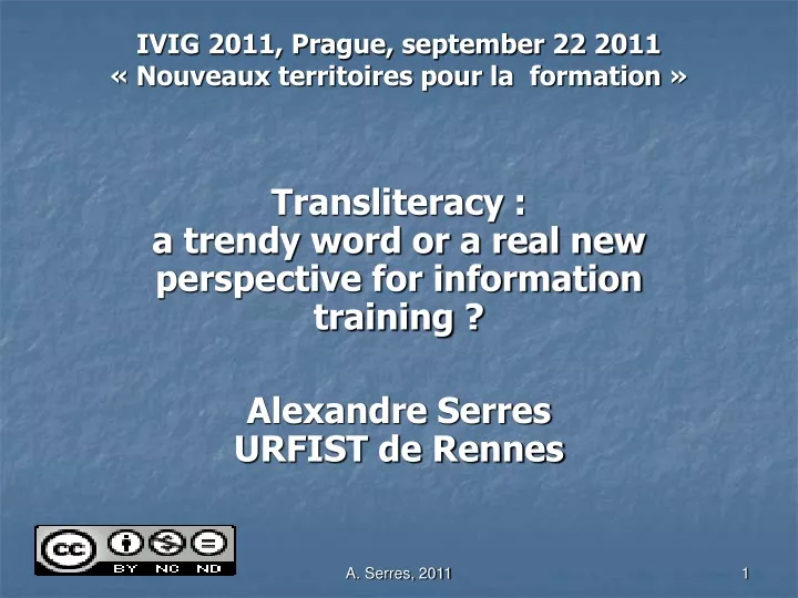 ivig 2011 prague september 22 2011 nouveaux territoires pour la formation