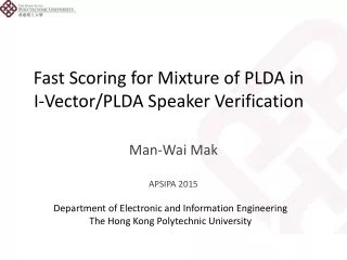Fast Scoring for Mixture of PLDA in I-Vector/PLDA Speaker Verification