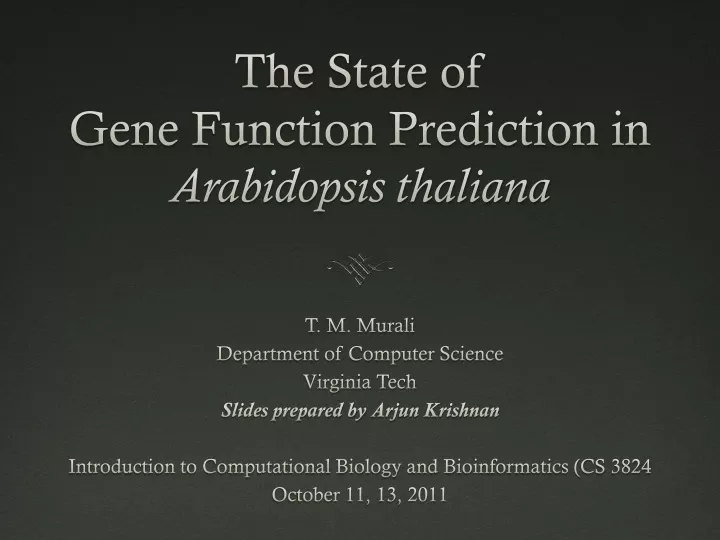 the state of gene function prediction