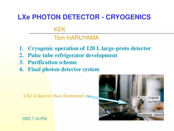 lxe photon detector cryogenics