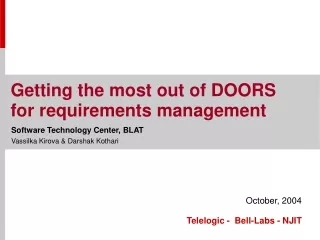 Getting the most out of DOORS for requirements management