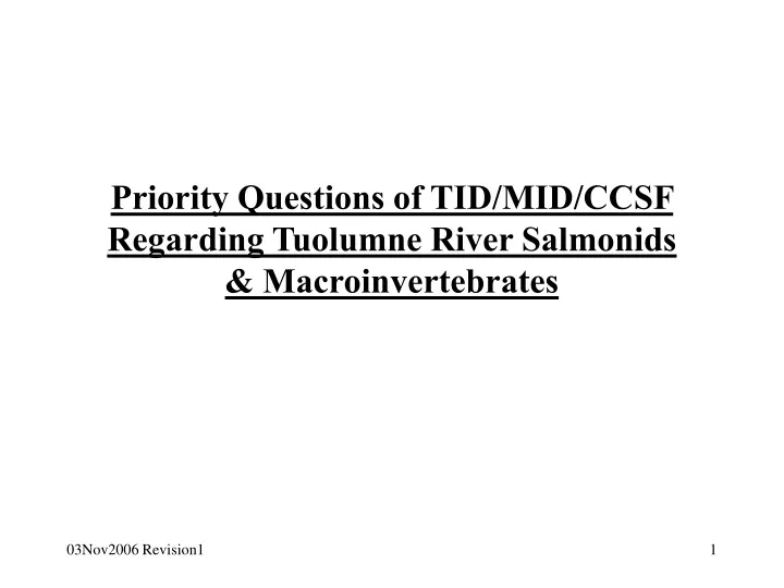 priority questions of tid mid ccsf regarding