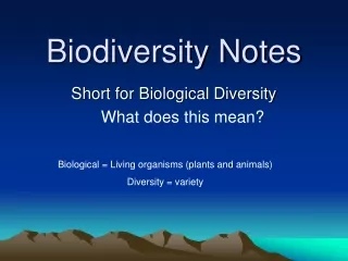 Biodiversity Notes