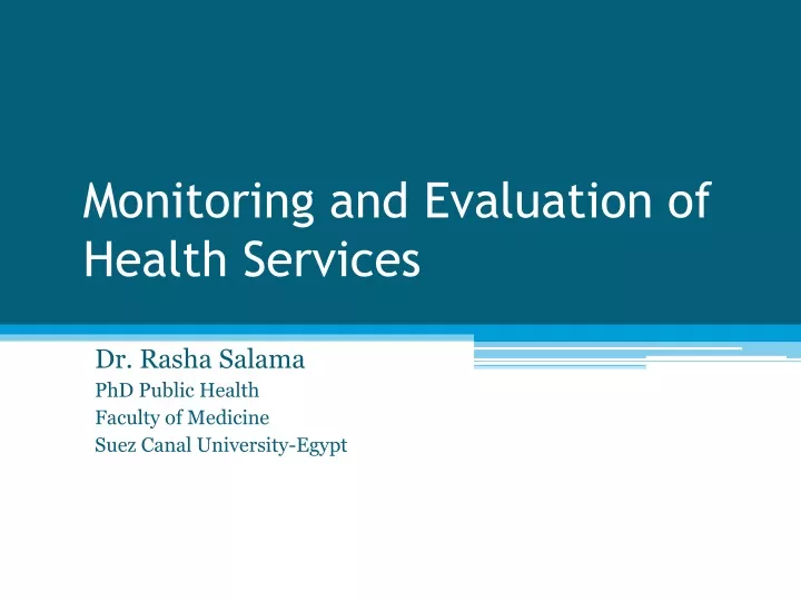 monitoring and evaluation of health services