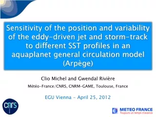 Clio Michel and Gwendal Rivière Météo-France/CNRS, CNRM-GAME, Toulouse, France