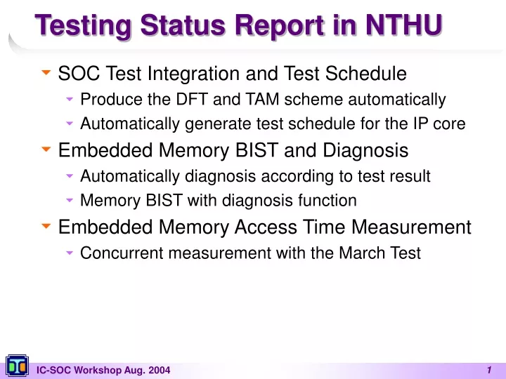 testing status report in nthu
