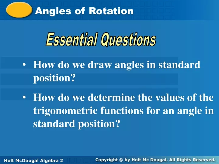 angles of rotation