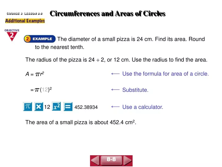 circumferences and areas of circles