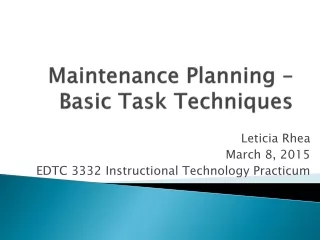 Maintenance Planning – Basic Task Techniques