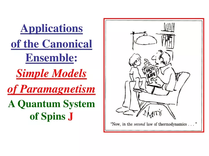 applications of the canonical ensemble simple