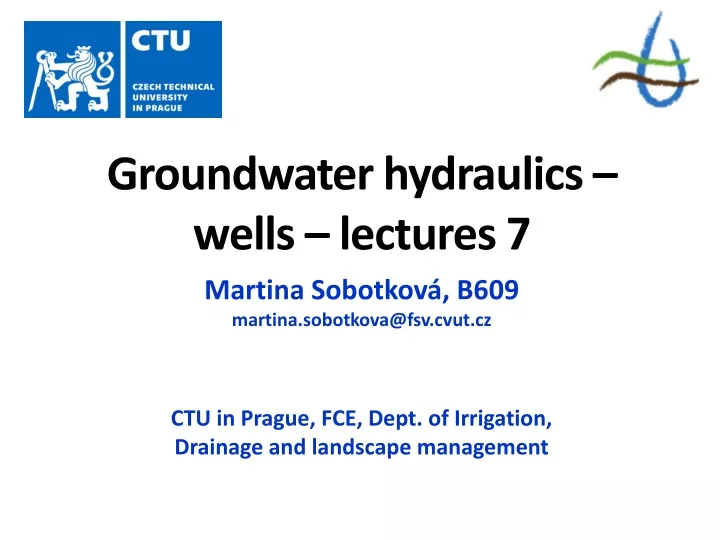 groundwater hydraulics wells lectures 7