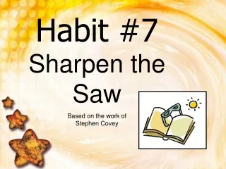 Habit #7 Sharpen the Saw Based on the work of  Stephen Covey