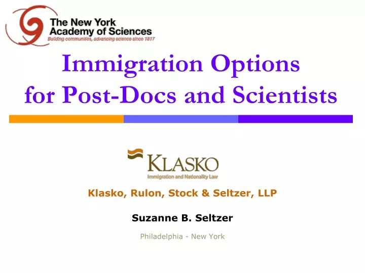 immigration options for post docs and scientists