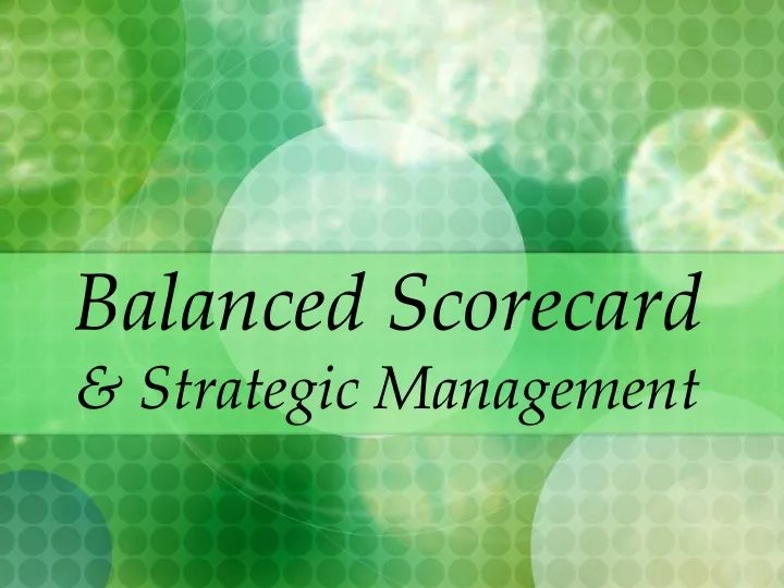 balanced scorecard strategic management