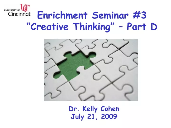enrichment seminar 3 creative thinking part d