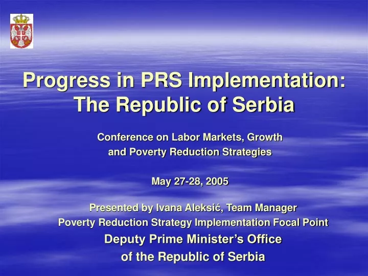 progress in prs implementation the republic of serbia