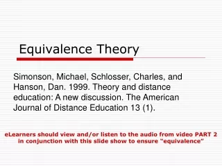 Equivalence Theory