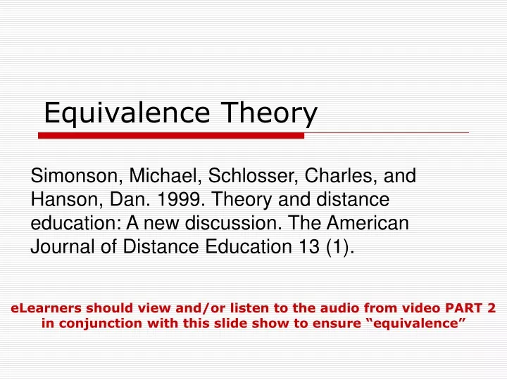 equivalence theory