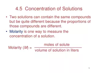 4.5  Concentration of Solutions