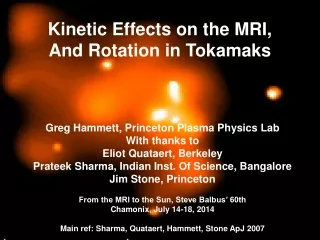 Kinetic Effects on the MRI, And Rotation in Tokamaks
