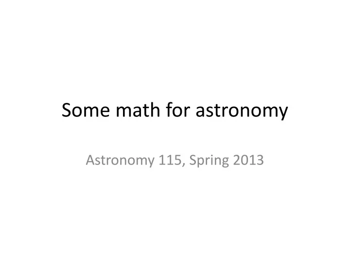 some math for astronomy