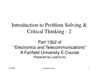 Introduction to Problem Solving &amp; Critical Thinking - 2