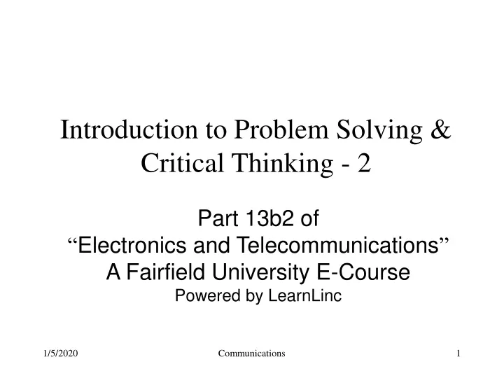 introduction to problem solving critical thinking 2