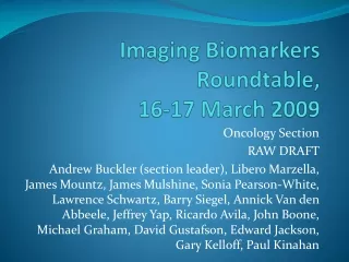 Imaging Biomarkers Roundtable,  16-17 March 2009