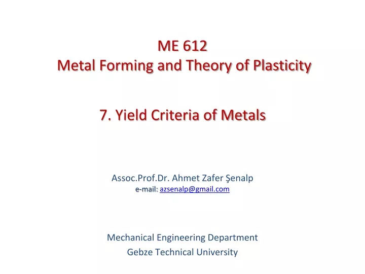 7 yield criteria of metals