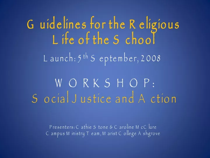 guidelines for the religious life of the school