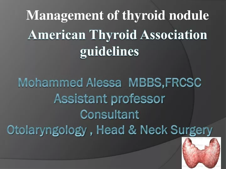 management of thyroid nodule