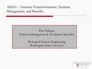AD101 – Nutrient Transformations, Nutrient Management, and Benefits