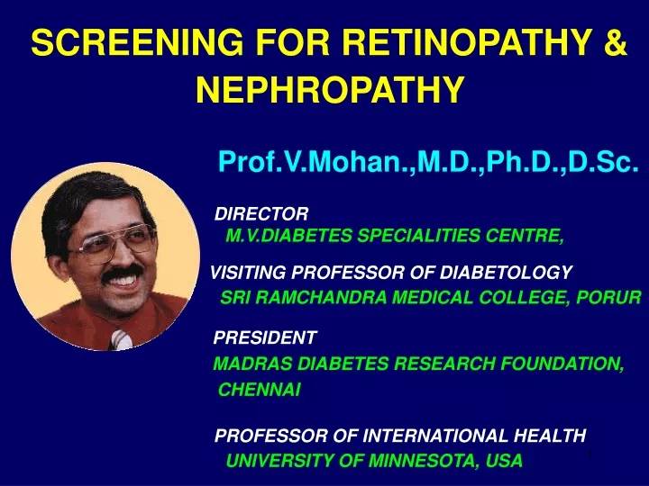 screening for retinopathy nephropathy