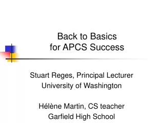 Back to Basics for APCS Success