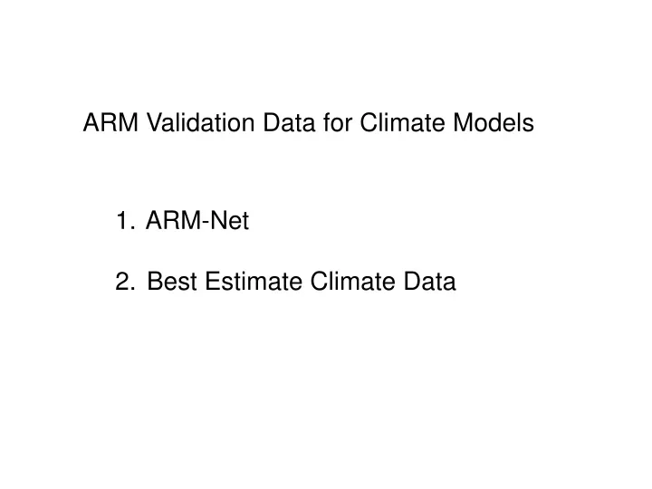 arm validation data for climate models