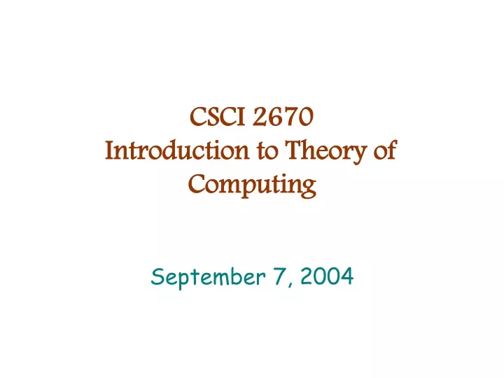 csci 2670 introduction to theory of computing