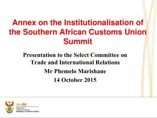 Annex on the Institutionalisation of the Southern African Customs Union Summit